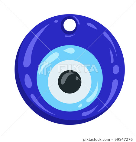 Greek evil eye amulet. Turkish blue nazar bead. Symbol of luck and energy. Vector magic talisman isolated on white background. 99547276