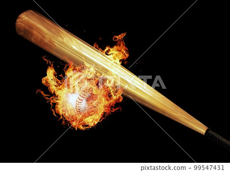 3d illustration composite explosion effect on baseball ball and bat colliding in sport concept 3d illustration composite explosion effect on baseball ball and bat colliding in sport concept 99547431