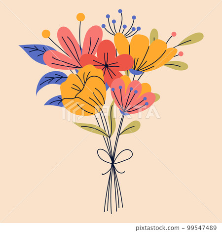 Bouquet of flowers. Good for greeting cards or invitation design, floral poster. Bouquet of flowers. Good for greeting cards or invitation design, floral poster. 99547489