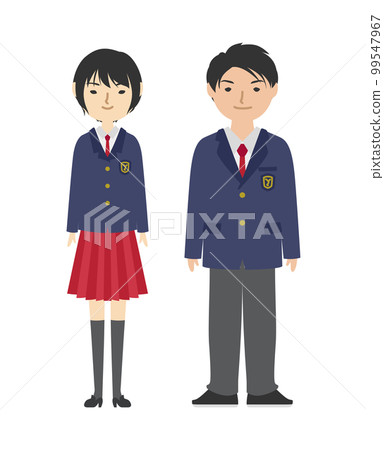 穿著紅色運動夾克制服的高中生 穿著紅色運動夾克制服的高中生 99547967