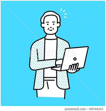 Senior businessman with a laptop 99548281