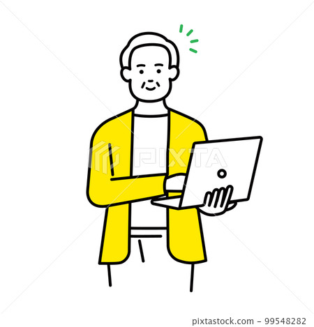 Senior businessman with a laptop 99548282