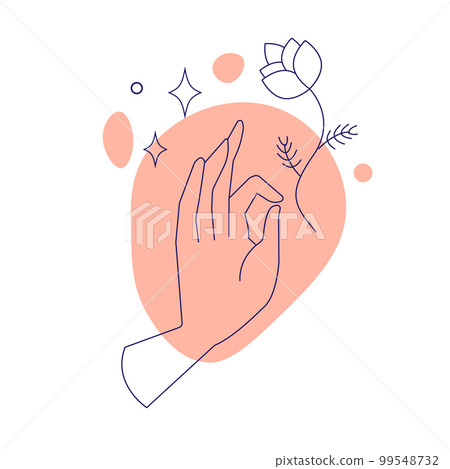 Mystical hand with stars and flower. Design elements for weddings, tattoos, trendy cover 99548732