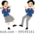 Illustration set where male and female students are surprised and pleased 99549181