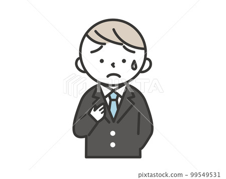 A male student (blazer) with a cold sweat and an uneasy expression on his chest 99549531