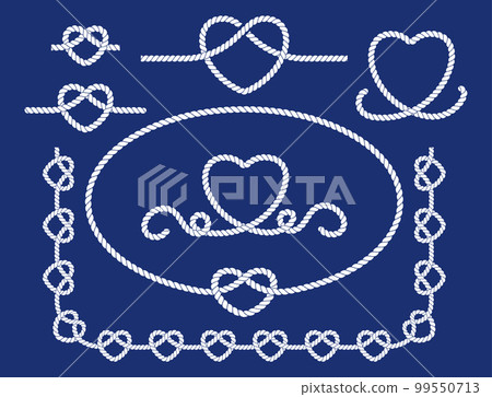 Heart rope frame isolated on white background. Twisted cord Heart rope frame isolated on white background. Twisted cord 99550713