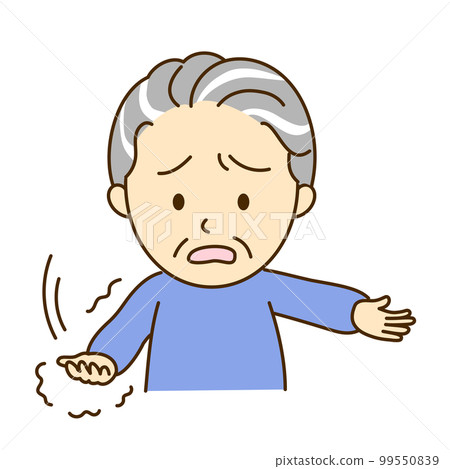 An old man whose arms are paralyzed due to a stroke 99550839