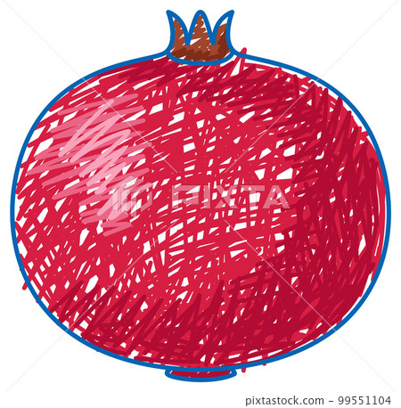 Pomegranate pencil colour child scribble style Pomegranate pencil colour child scribble style 99551104