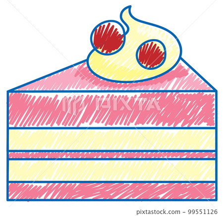 Sliced cake in pencil colour sketch simple style 99551126