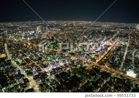 Nagoya aerial view night view building scenery 99551733