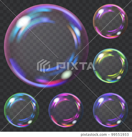 Set of multicolored soap bubbles Set of multicolored soap bubbles 99551933