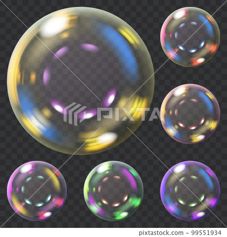 Set of multicolored soap bubbles Set of multicolored soap bubbles 99551934