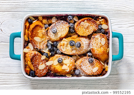 Blueberry Almond Mascarpone French Toast, top view 99552195
