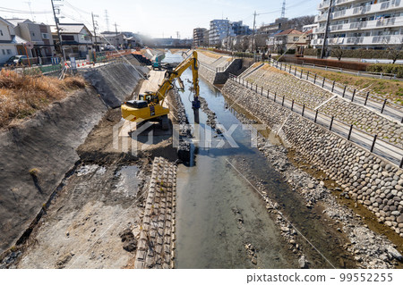 River construction and turbid water River construction and turbid water 99552255