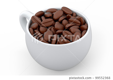 Ceramic coffee cup with coffee beans for americano, espresso, latte on white Ceramic coffee cup with coffee beans for americano, espresso, latte on white 99552368