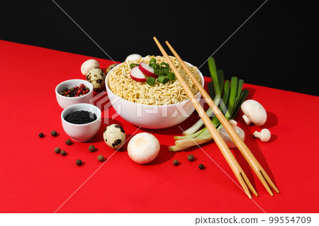 Concept of instant food, tasty instant noodles 99554709