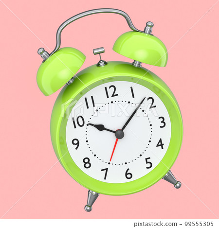 Vintage alarm clock on pink background. 3d render concept of wake up time Vintage alarm clock on pink background. 3d render concept of wake up time 99555305
