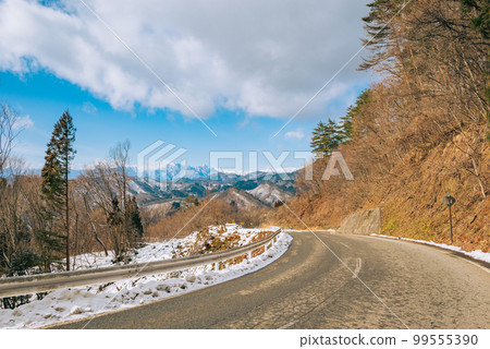 A view of the Northern Alps from the Rindo Highway [Ooka, Nagano City] 99555390