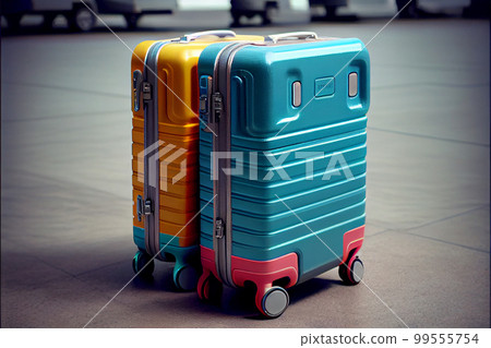 Different suitcases on tile floor 99555754