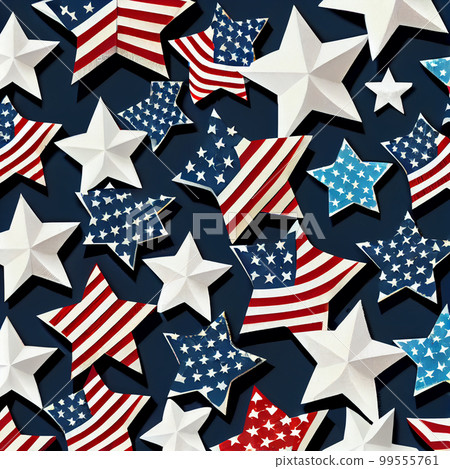 4th of July American Independence Day decorations background. Flat lay, top view, copy space 4th of July American Independence Day decorations background. Flat lay, top view, copy space 99555761