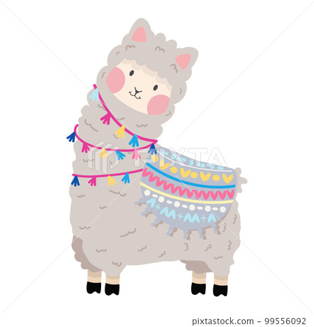 Cute llama or alpaca character flat 99556092