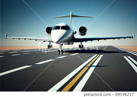 Small private airplane on runway ready for take off. 99556257