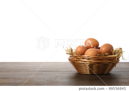 Concept of fresh and natural farm product - eggs, isolated on white background 99556845