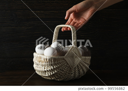 Concept of fresh and natural farm product - eggs 99556862