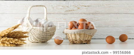 Concept of fresh and natural farm product - eggs 99556866