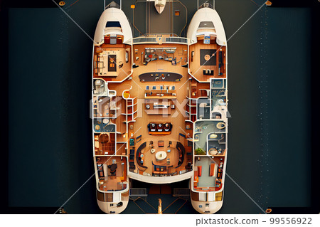 Aerial drone ultra wide top down photo of cruise liner ship Aerial drone ultra wide top down photo of cruise liner ship 99556922