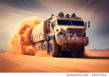 Armored Car enhanced security for the transportation of personnel in sand desert. 99557018