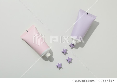 Concept of child bodycare, child cosmetic, top view Concept of child bodycare, child cosmetic, top view 99557157