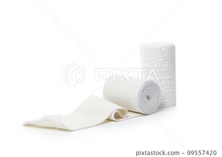 Concept of first aid supplies - bandage, isolated on white background Concept of first aid supplies - bandage, isolated on white background 99557420
