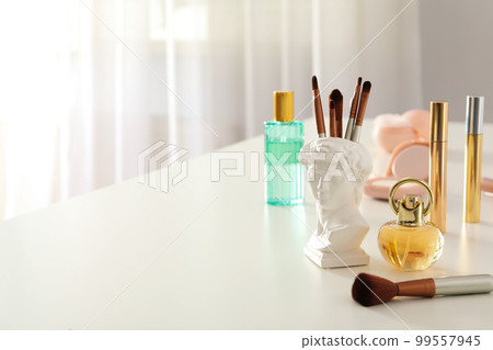 Concept of cosmetic and different female accessories, space for text Concept of cosmetic and different female accessories, space for text 99557945
