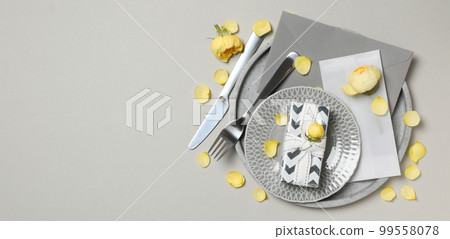 Concept of spring season table setting, space for text Concept of spring season table setting, space for text 99558078