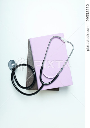 Concept of medical education and books, top view Concept of medical education and books, top view 99558230