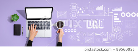 DAO theme with person using laptop computer 99560055
