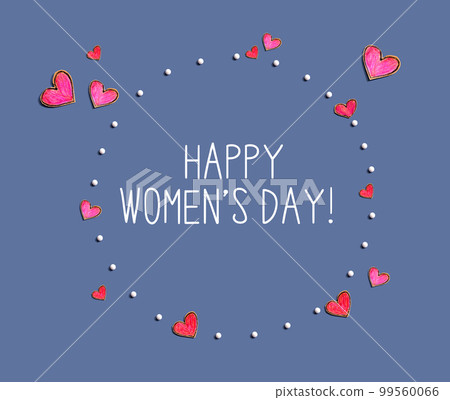 Happy womens day message with hand draw hearts Happy womens day message with hand draw hearts 99560066