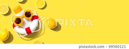 Summer sunblock sunscreen skincare theme with bouy 99560121