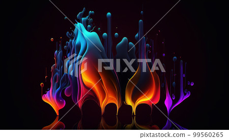 Abstract colorful gradient fluid grow in the dark. illustration. 99560265