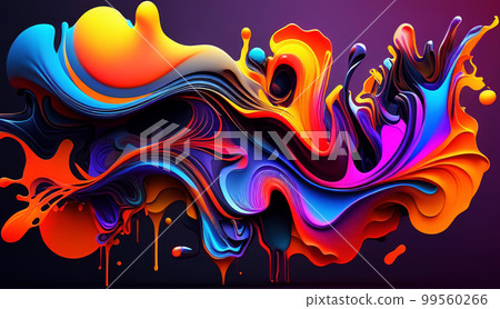 Abstract colorful gradient fluid grow in the dark. illustration. 99560266