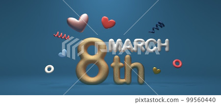 International Women's Day theme with hearts - 3D 99560440