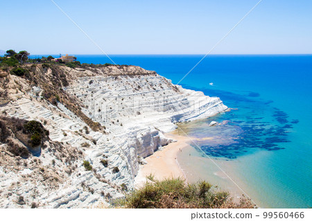 The Scala dei Turchi, a rocky cliff on the southern coast of  Sicily, Italy. 99560466