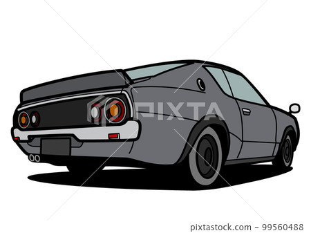 懷舊國產運動轎跑車後視灰車插畫 99560488