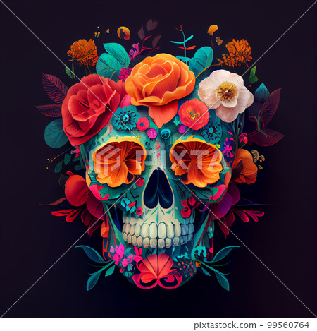 High contrast image of sugar skull used for "dia de los muertos" day of the dead celebration. High contrast image of sugar skull used for "dia de los muertos" day of the dead celebration. 99560764