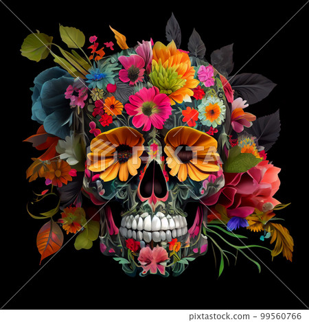 High contrast image of sugar skull used for "dia de los muertos" day of the dead celebration. 99560766