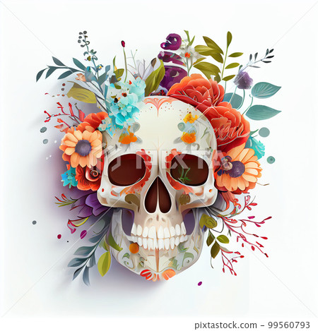 High contrast image of sugar skull used for "dia de los muertos" day of the dead celebration. High contrast image of sugar skull used for "dia de los muertos" day of the dead celebration. 99560793