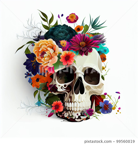 High contrast image of sugar skull used for dia de los muertos day of the dead celebration. 99560819
