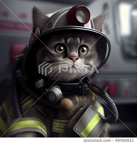 Cat icon (PFP)  Cat firefighter - Stock Illustration [106509363