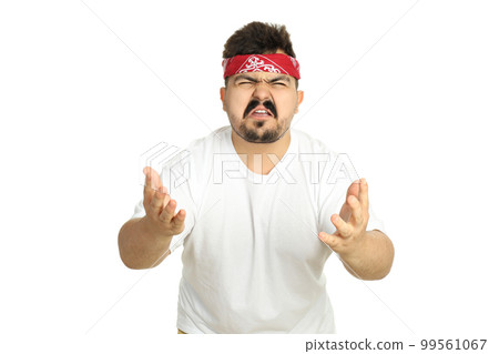 Concept of people, young fat man isolated on white background Concept of people, young fat man isolated on white background 99561067
